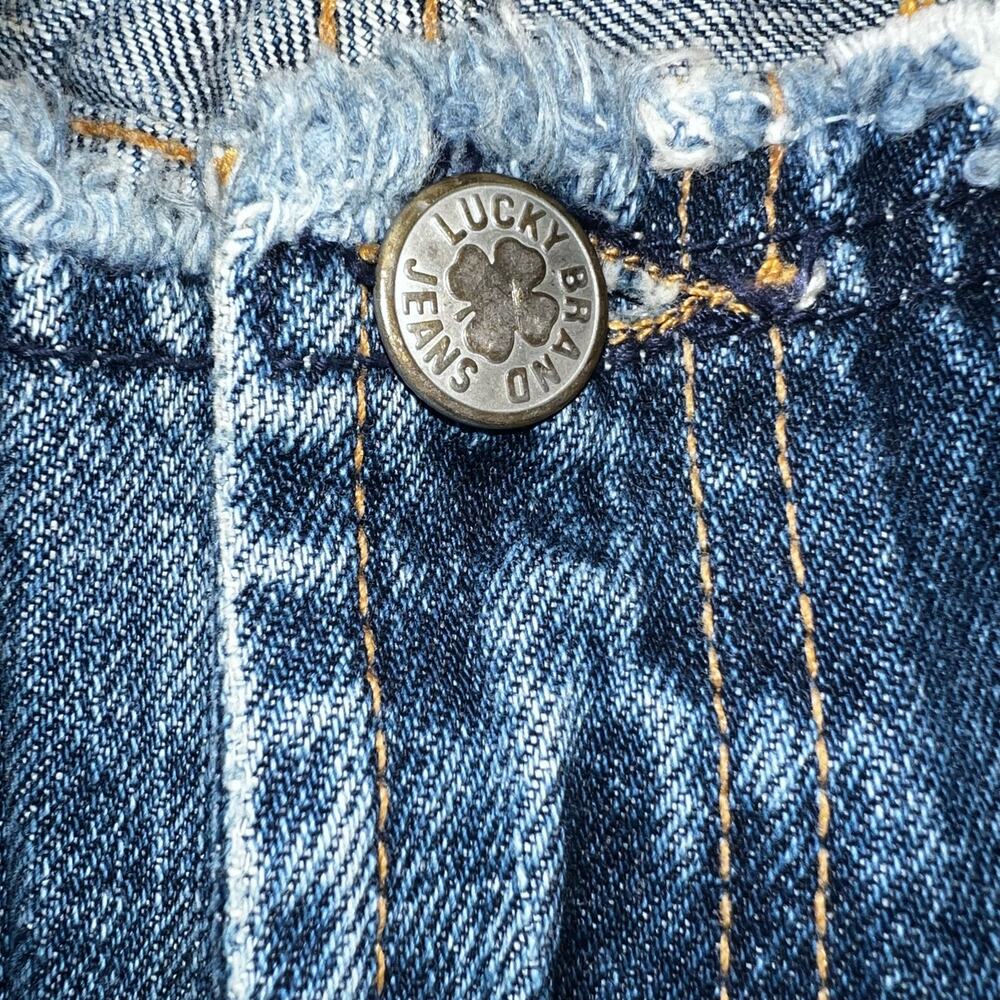 Vintage LUCKY BRAND frayed waist boot cut Dunagrees size 27 Short - Picture 6 of 8